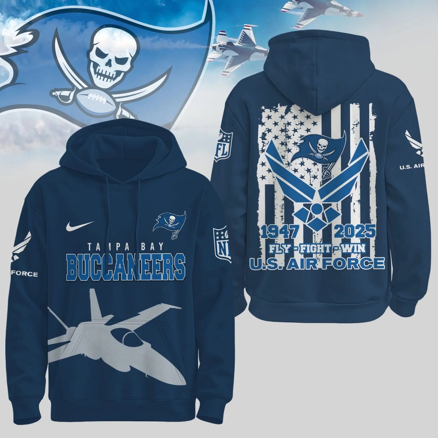Tampa Bay Buccaneers | Premium NFL U.S. Air Force 78th Anniversary Hoodie TD – HuddleStyle.com - Main