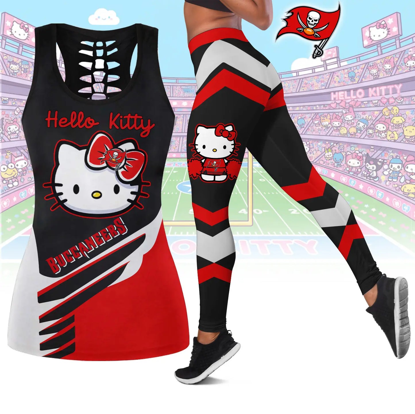 Tampa Bay Buccaneers | Premium NFL Hello Kitty Combo Leggings And Tanktop TD – HuddleStyle.com - Main