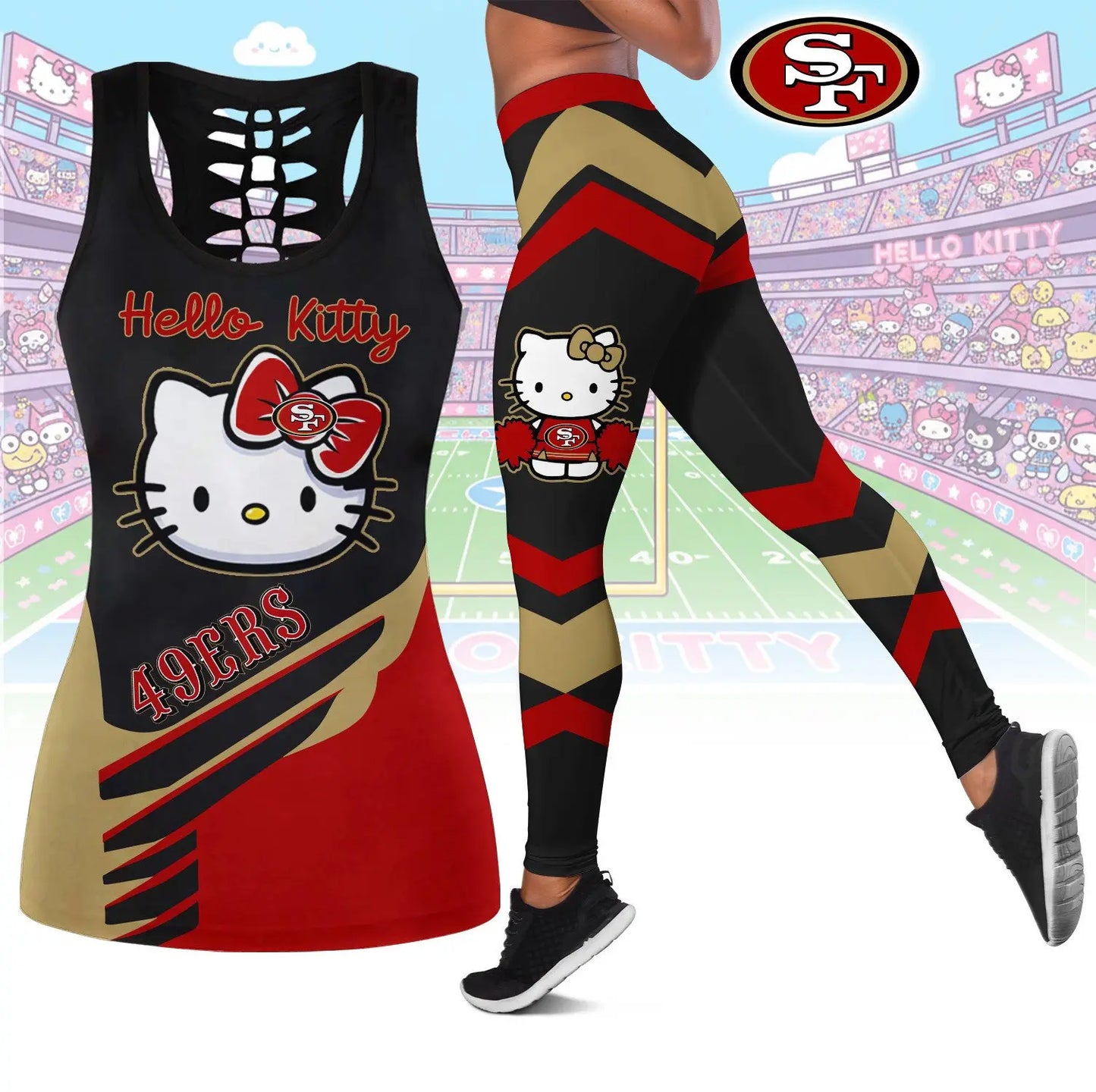 San Francisco 49ers | Premium NFL Hello Kitty Combo Leggings And Tanktop TD – HuddleStyle.com - Image 3