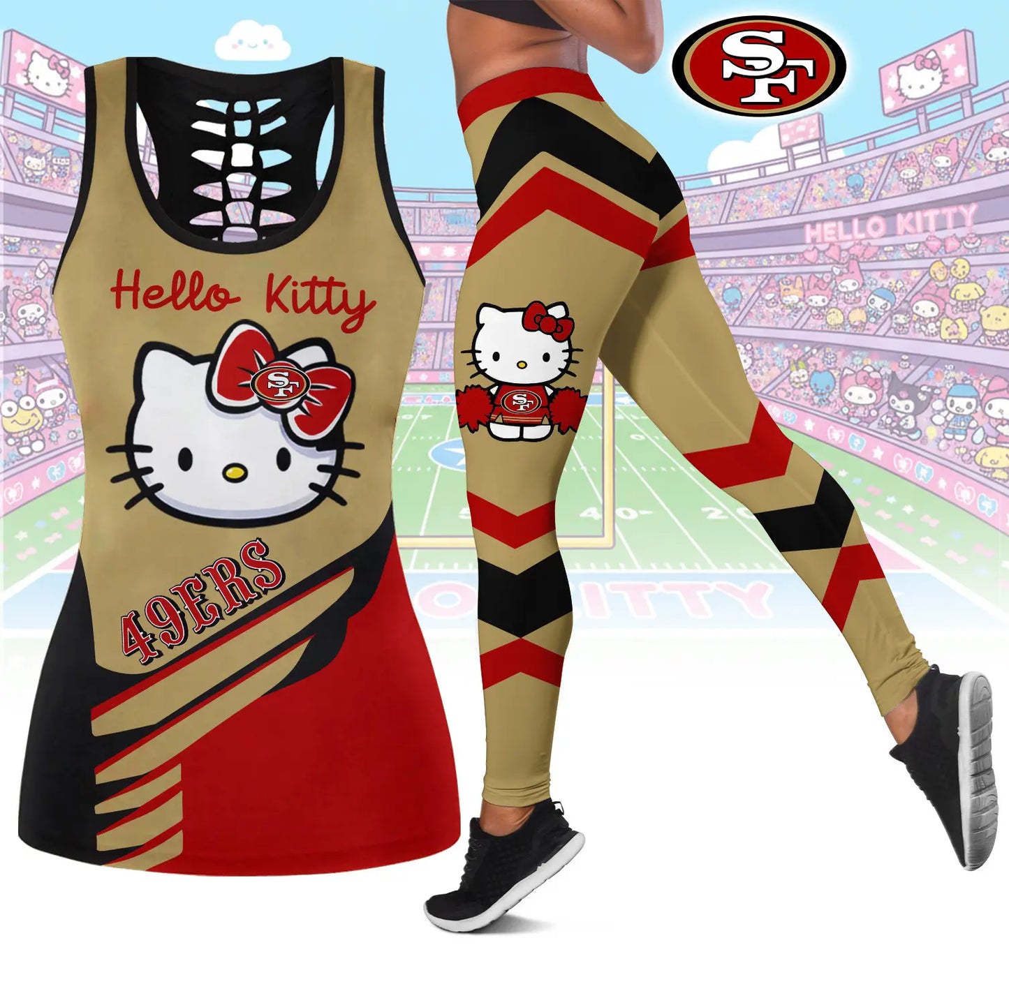 San Francisco 49ers | Premium NFL Hello Kitty Combo Leggings And Tanktop TD – HuddleStyle.com - Main