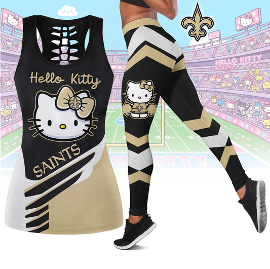 New Orleans Saints | Premium NFL Hello Kitty Combo Leggings And Tanktop TD – HuddleStyle.com - Main
