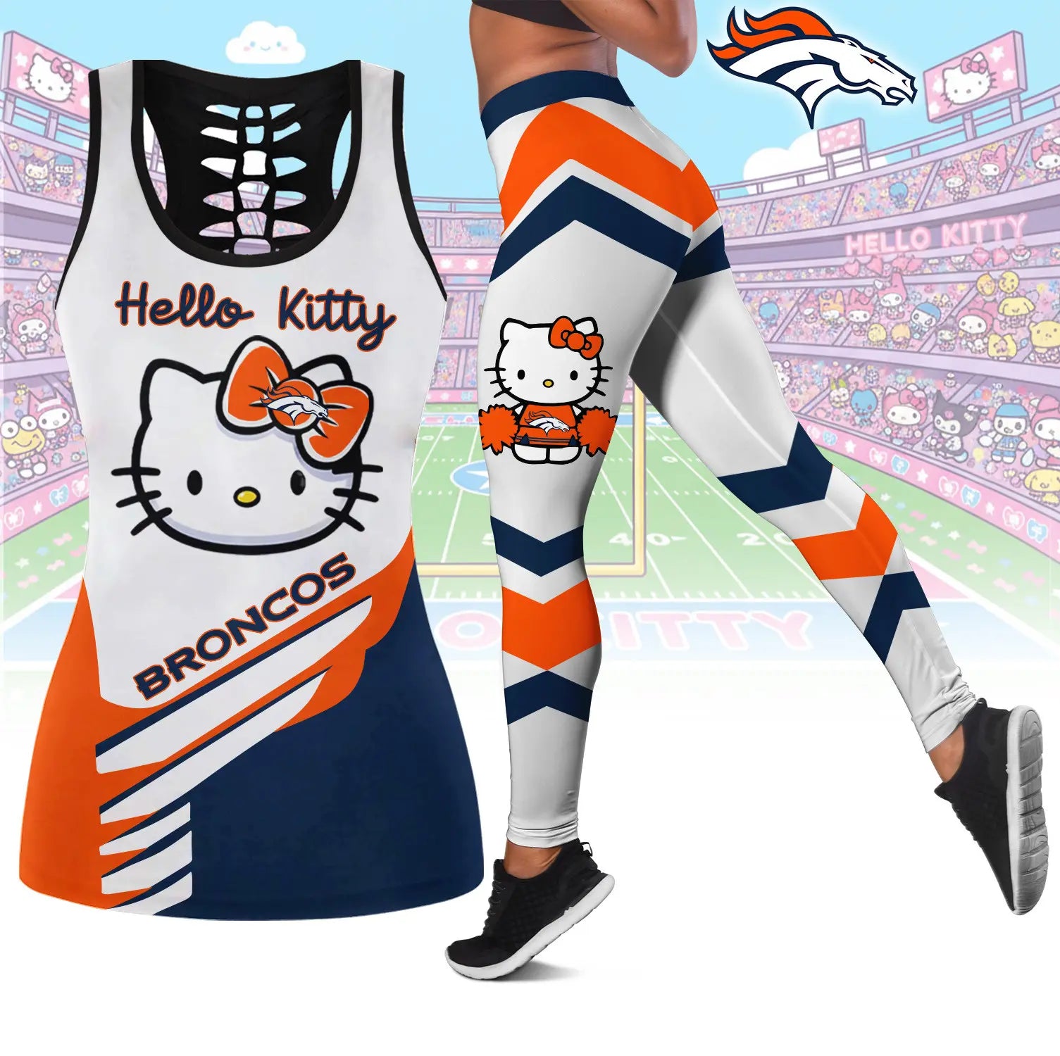 Denver Broncos | Premium NFL Hello Kitty Combo Leggings And Tanktop TD – HuddleStyle.com - Image 3