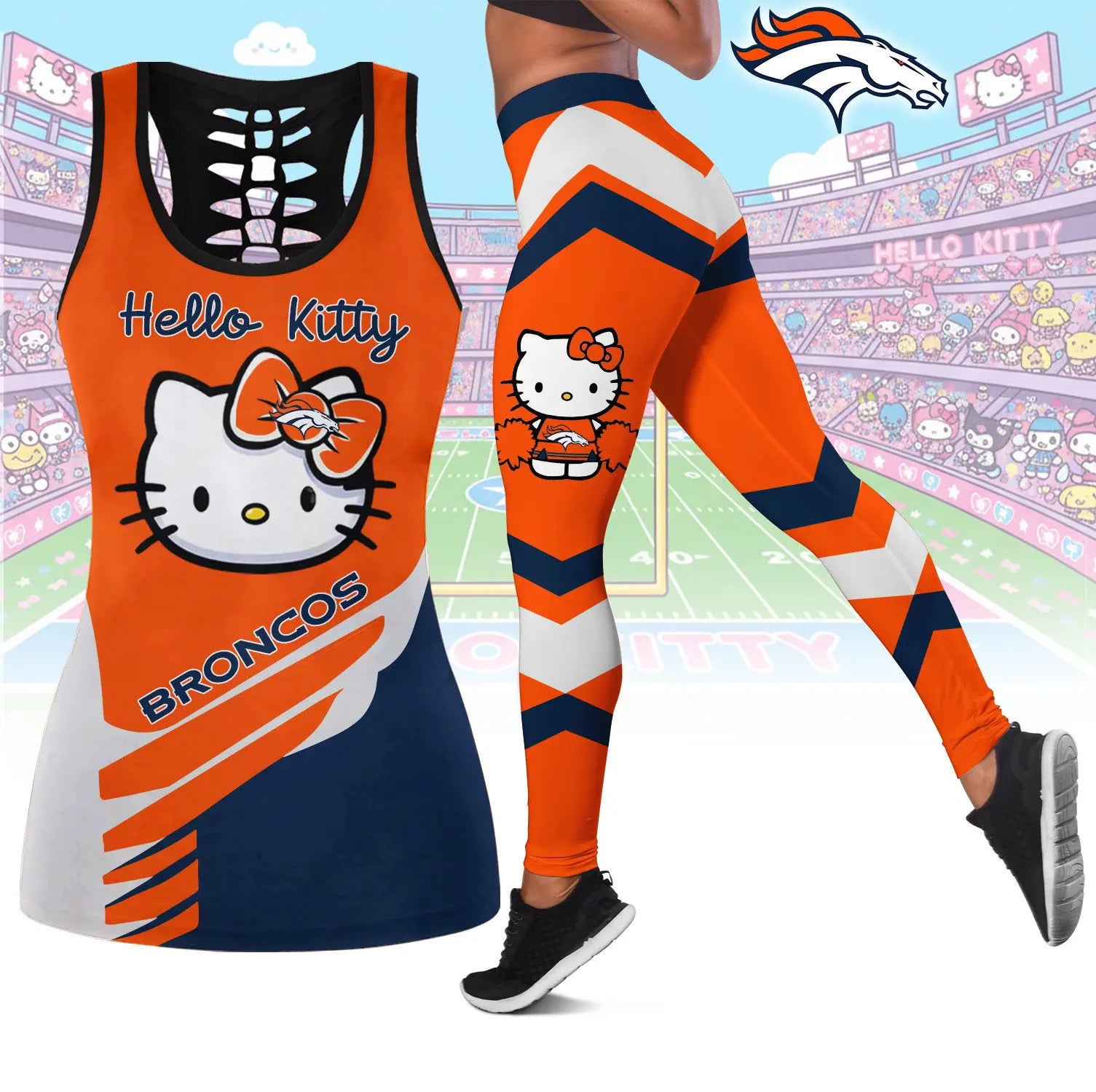 Denver Broncos | Premium NFL Hello Kitty Combo Leggings And Tanktop TD – HuddleStyle.com - Main