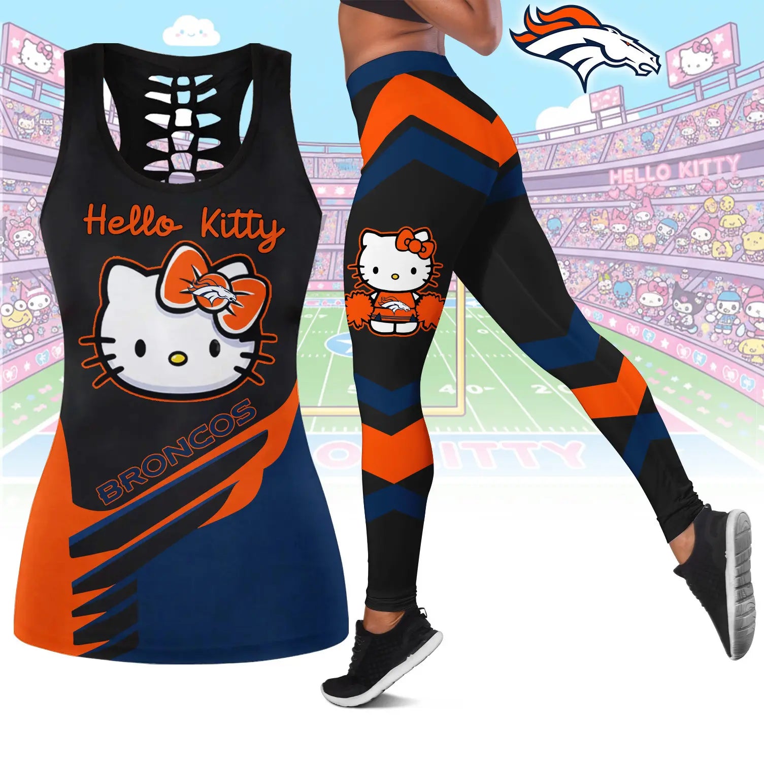 Denver Broncos | Premium NFL Hello Kitty Combo Leggings And Tanktop TD – HuddleStyle.com - Image 2