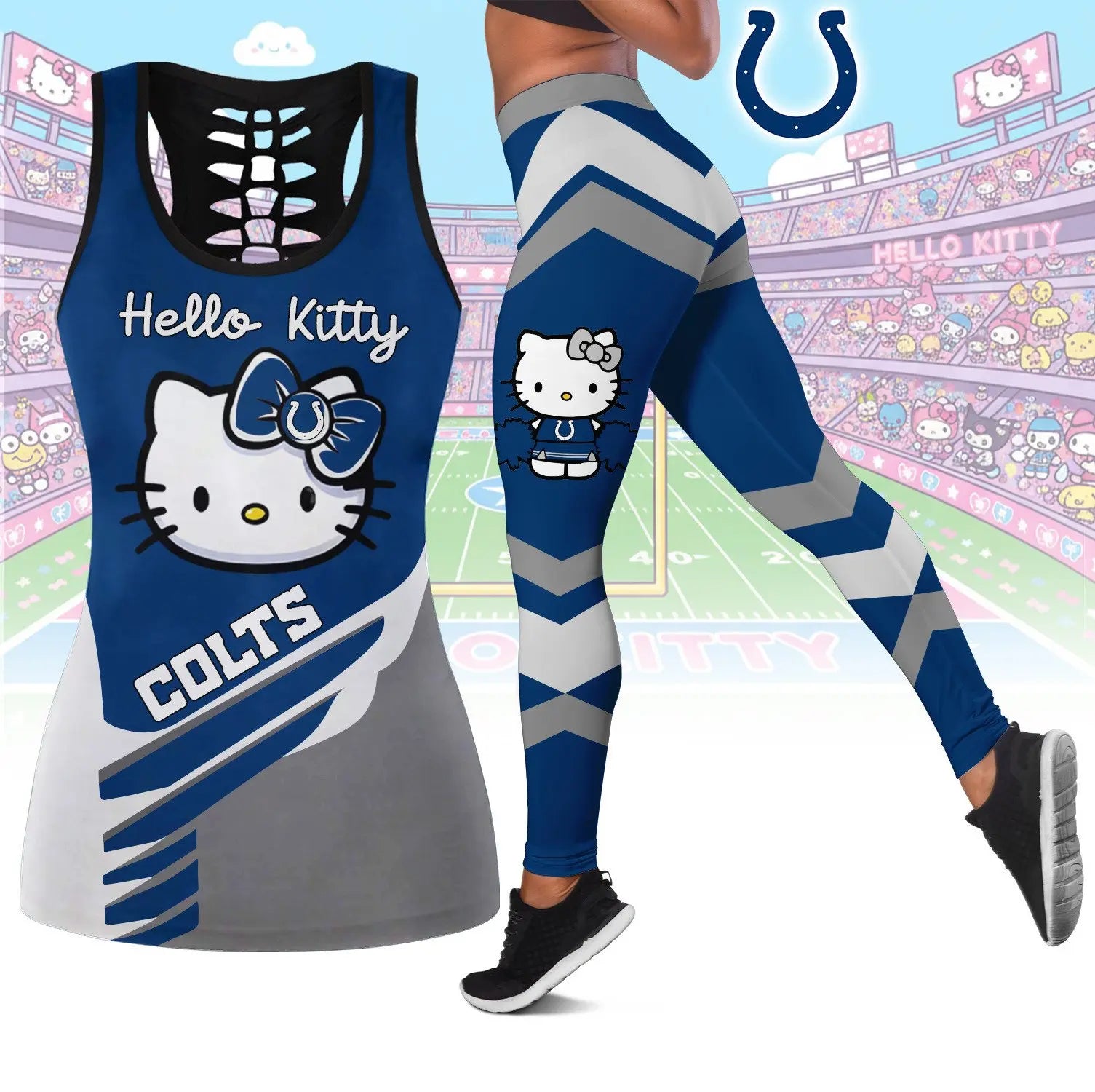 Indianapolis Colts | Premium NFL Hello Kitty Combo Leggings And Tanktop TD – HuddleStyle.com - Image 2