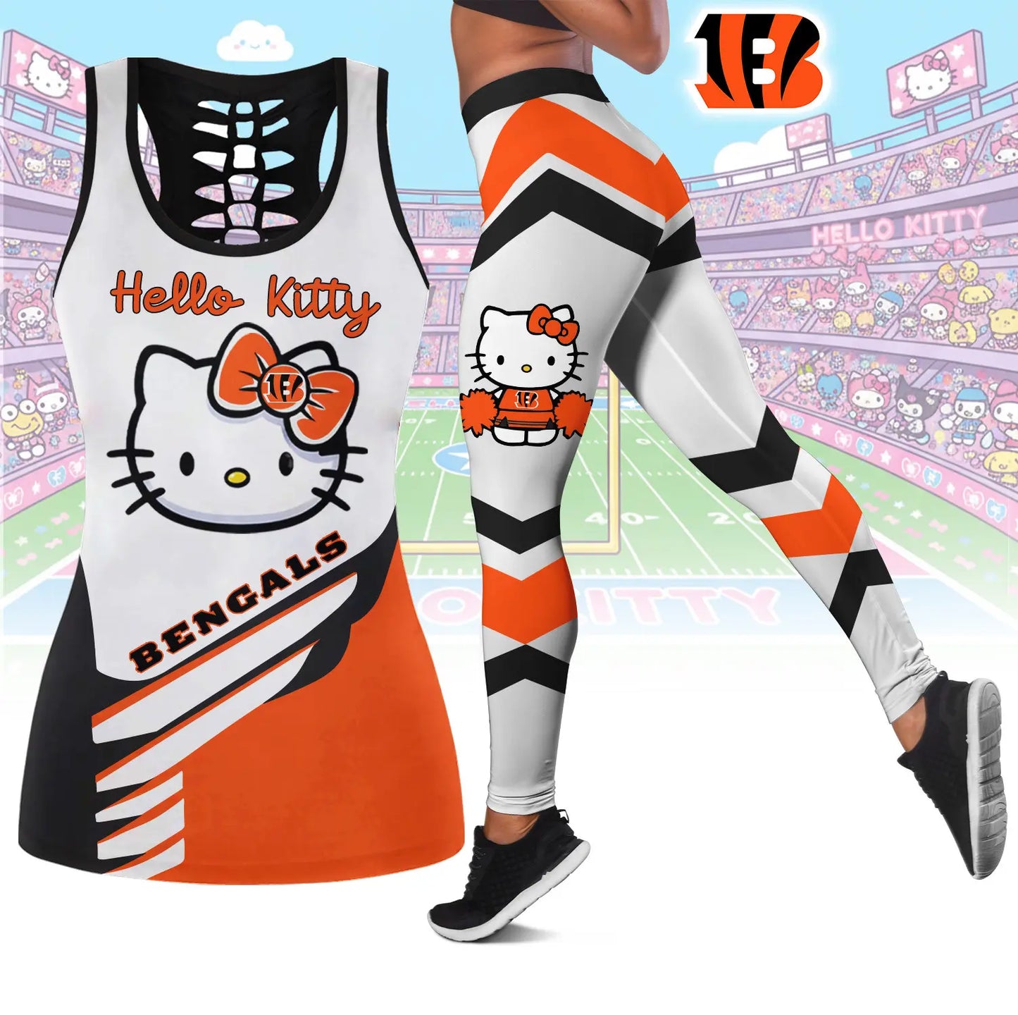 Cincinnati Bengals | Premium NFL Hello Kitty Combo Leggings And Tanktop TD – HuddleStyle.com - Image 3