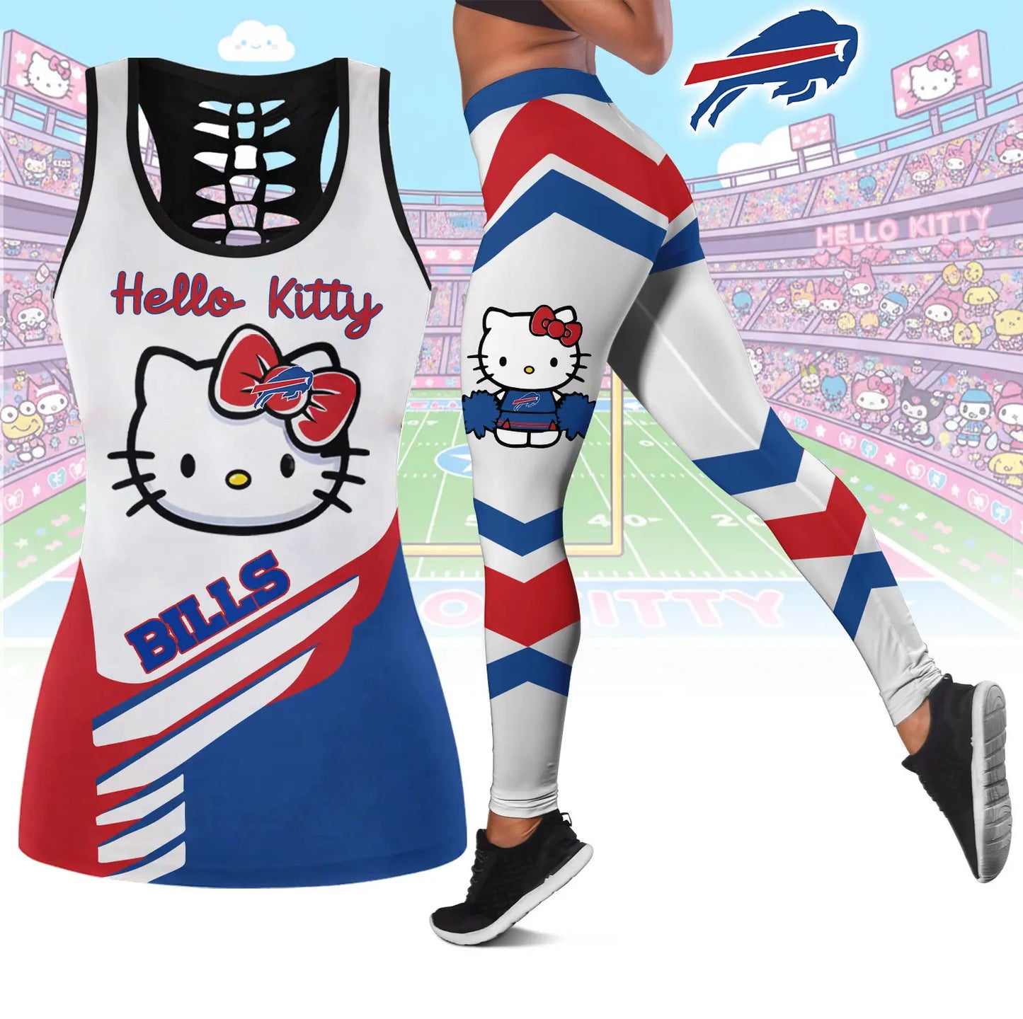 Buffalo Bills | Premium NFL Hello Kitty Combo Leggings And Tanktop TD – HuddleStyle.com - Image 2