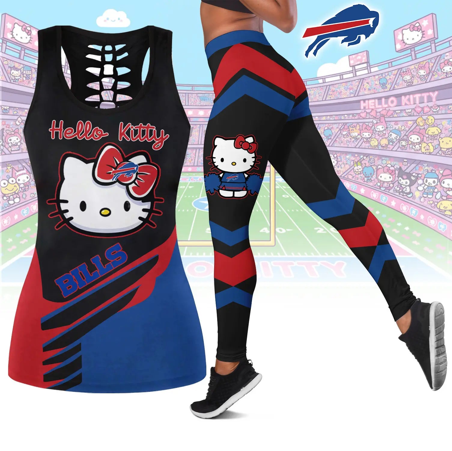 Buffalo Bills | Premium NFL Hello Kitty Combo Leggings And Tanktop TD – HuddleStyle.com - Image 3