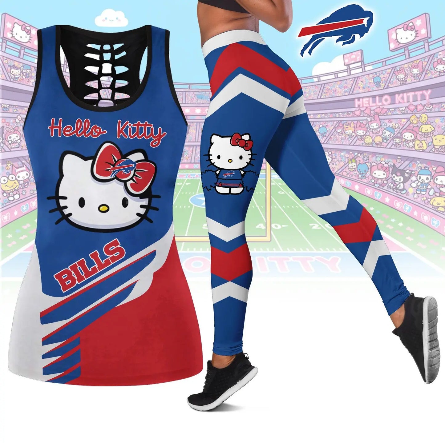 Buffalo Bills | Premium NFL Hello Kitty Combo Leggings And Tanktop TD – HuddleStyle.com - Image 2