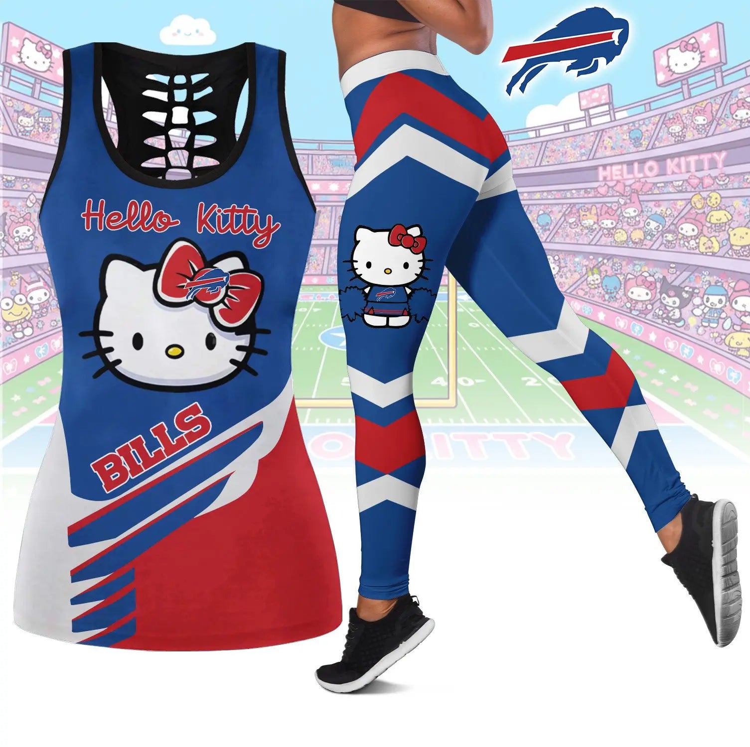 Buffalo Bills | Premium NFL Hello Kitty Combo Leggings And Tanktop TD – HuddleStyle.com - Image 2