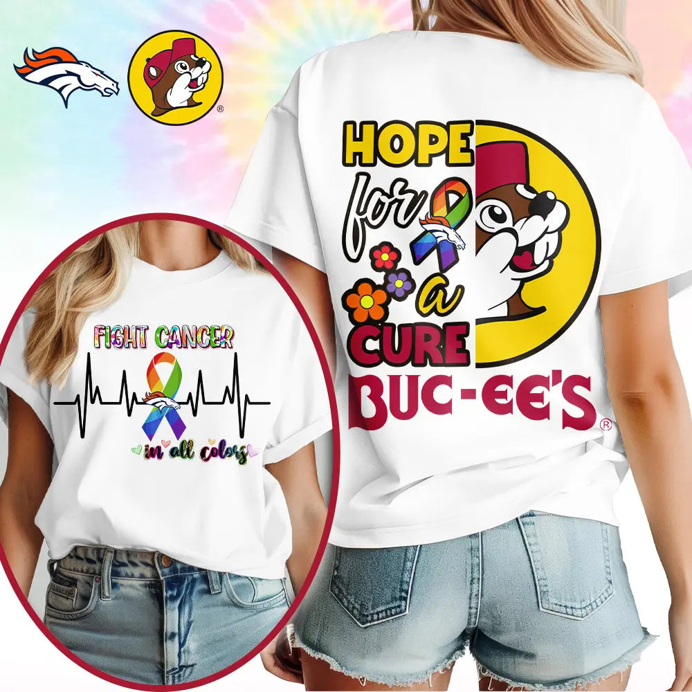 Denver Broncos | Premium NFL Buc-ee Cancer Awareness Woman Shirt – HuddleStyle.com - Main