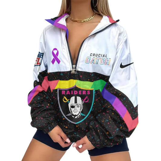Las Vegas Raiders | Premium Crucial Catch V-Neck Zipper Sweatshirt Jackets – HuddleStyle.com - Main
