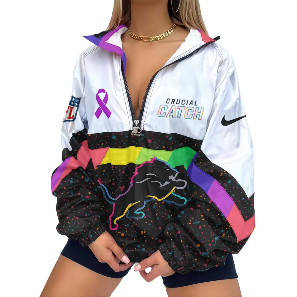 Detroit Lions | Premium Crucial Catch V-Neck Zipper Sweatshirt Jackets – HuddleStyle.com - Main