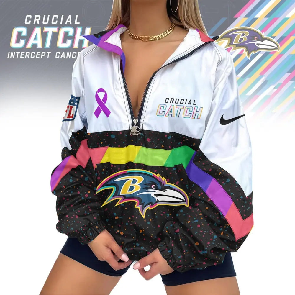 Baltimore Ravens | Premium Crucial Catch V-Neck Zipper Sweatshirt Jackets – HuddleStyle.com - Main