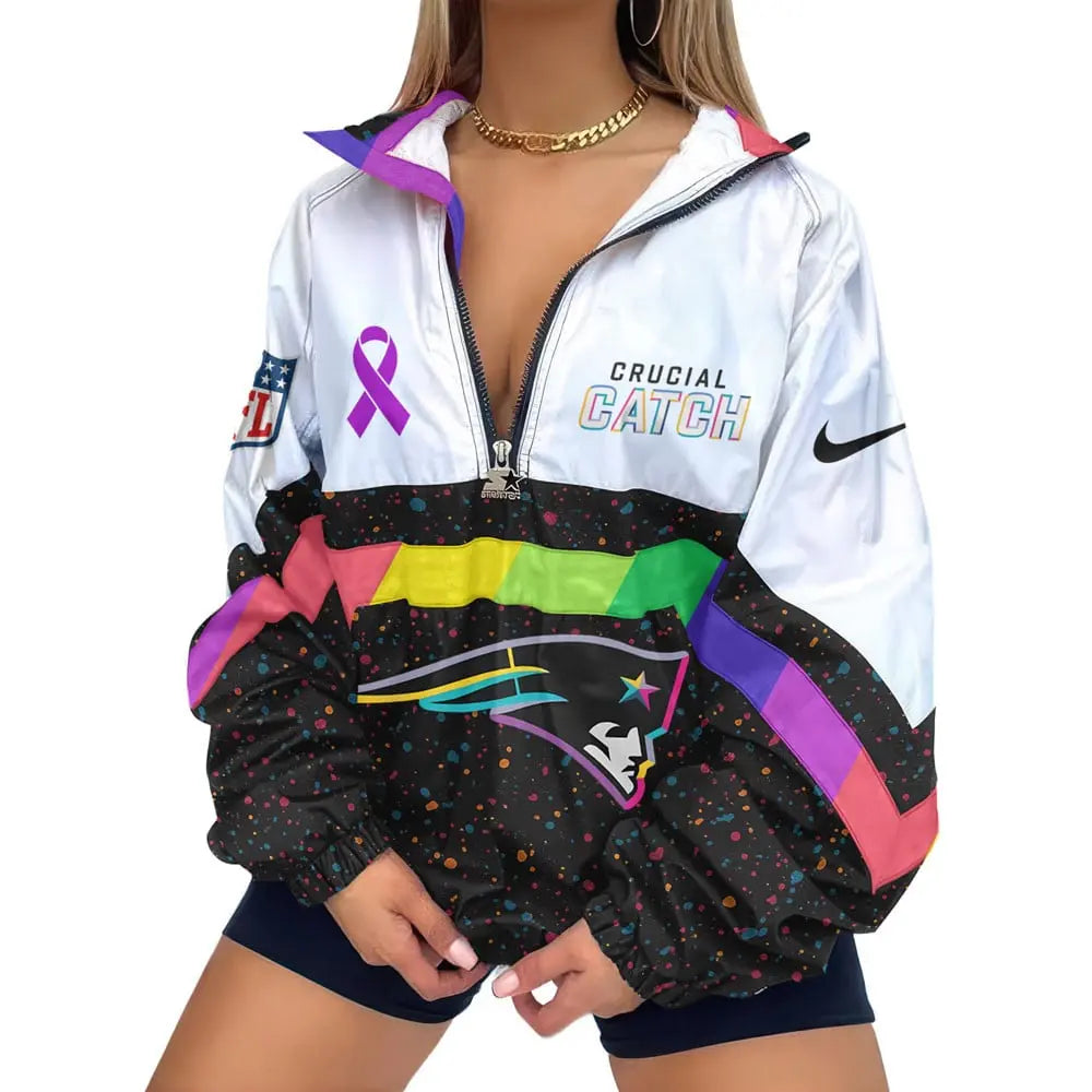 New England Patriots | Premium Crucial Catch V-Neck Zipper Sweatshirt Jackets – HuddleStyle.com - Main