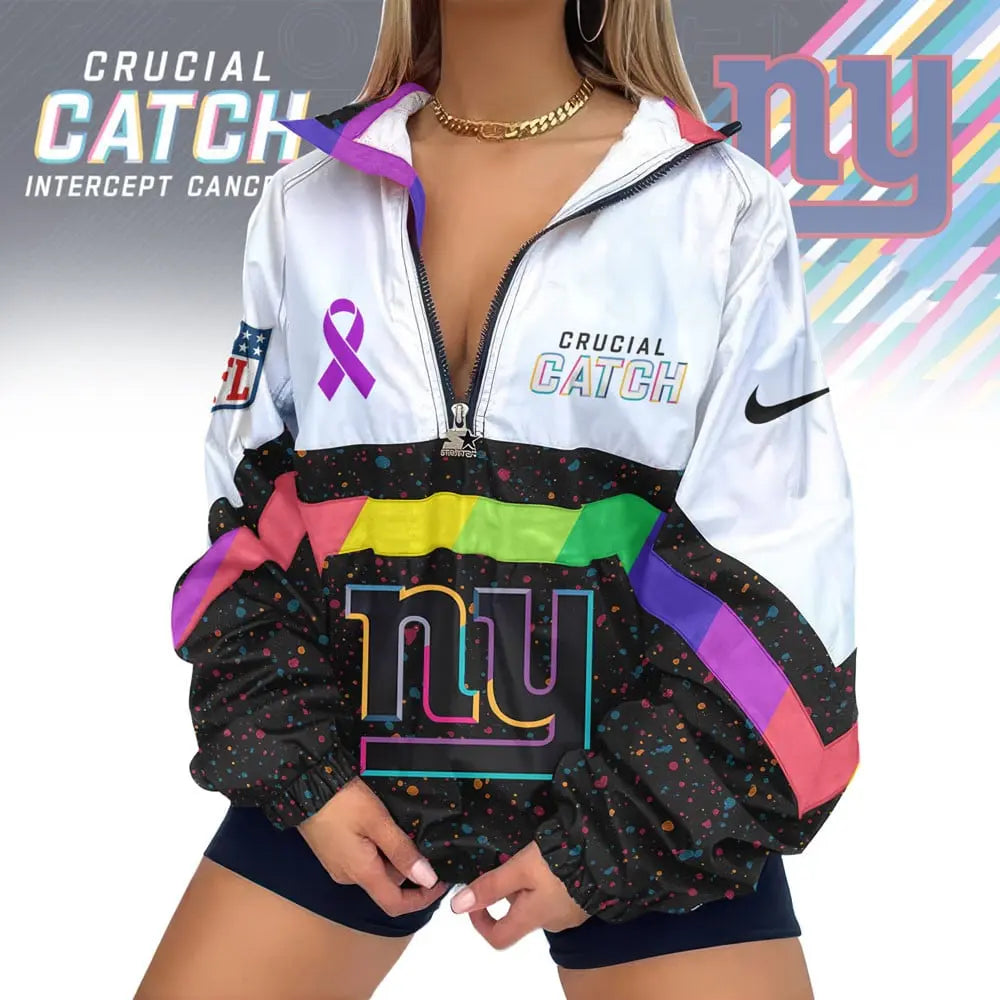 New York Giants | Premium Crucial Catch V-Neck Zipper Sweatshirt Jackets – HuddleStyle.com - Main