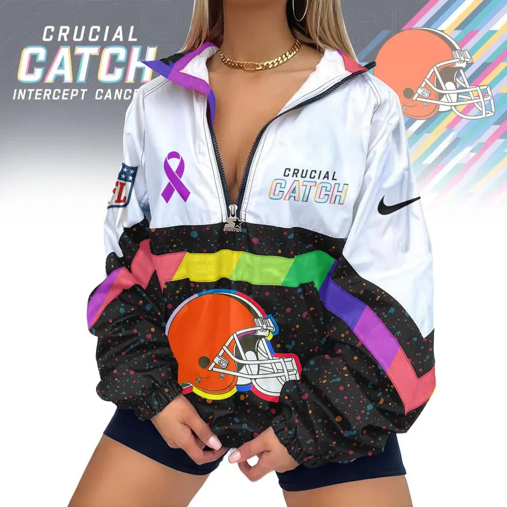 Cleveland Browns | Premium Crucial Catch V-Neck Zipper Sweatshirt Jackets – HuddleStyle.com - Main