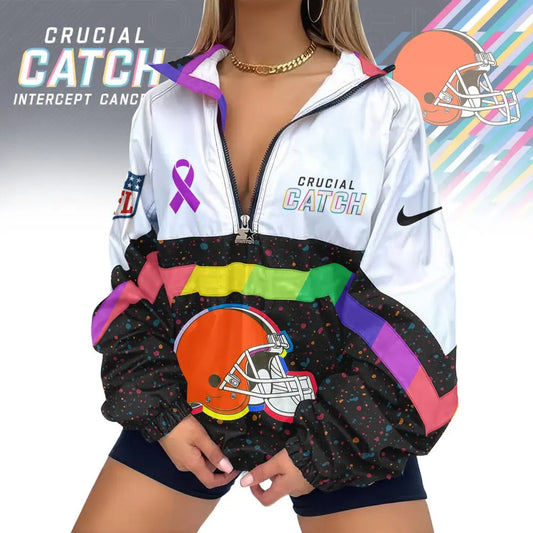 Cleveland Browns | Premium Crucial Catch V-Neck Zipper Sweatshirt Jackets – HuddleStyle.com - Main