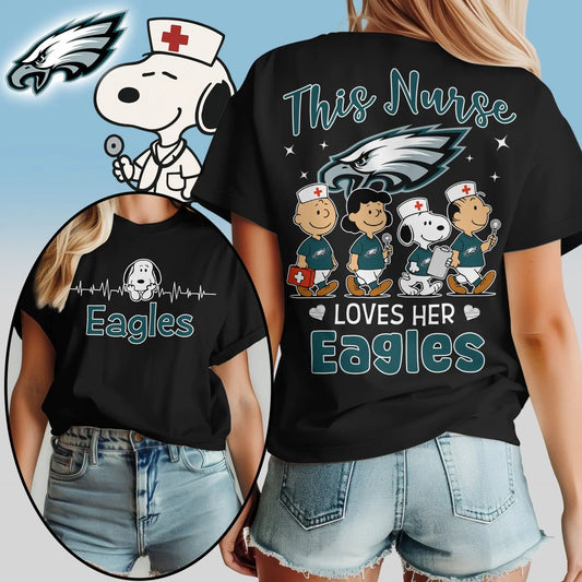 Philadelphia Eagles | Premium NFL Snoopy Nurse Appreciation Woman Shirt – HuddleStyle.com - Main