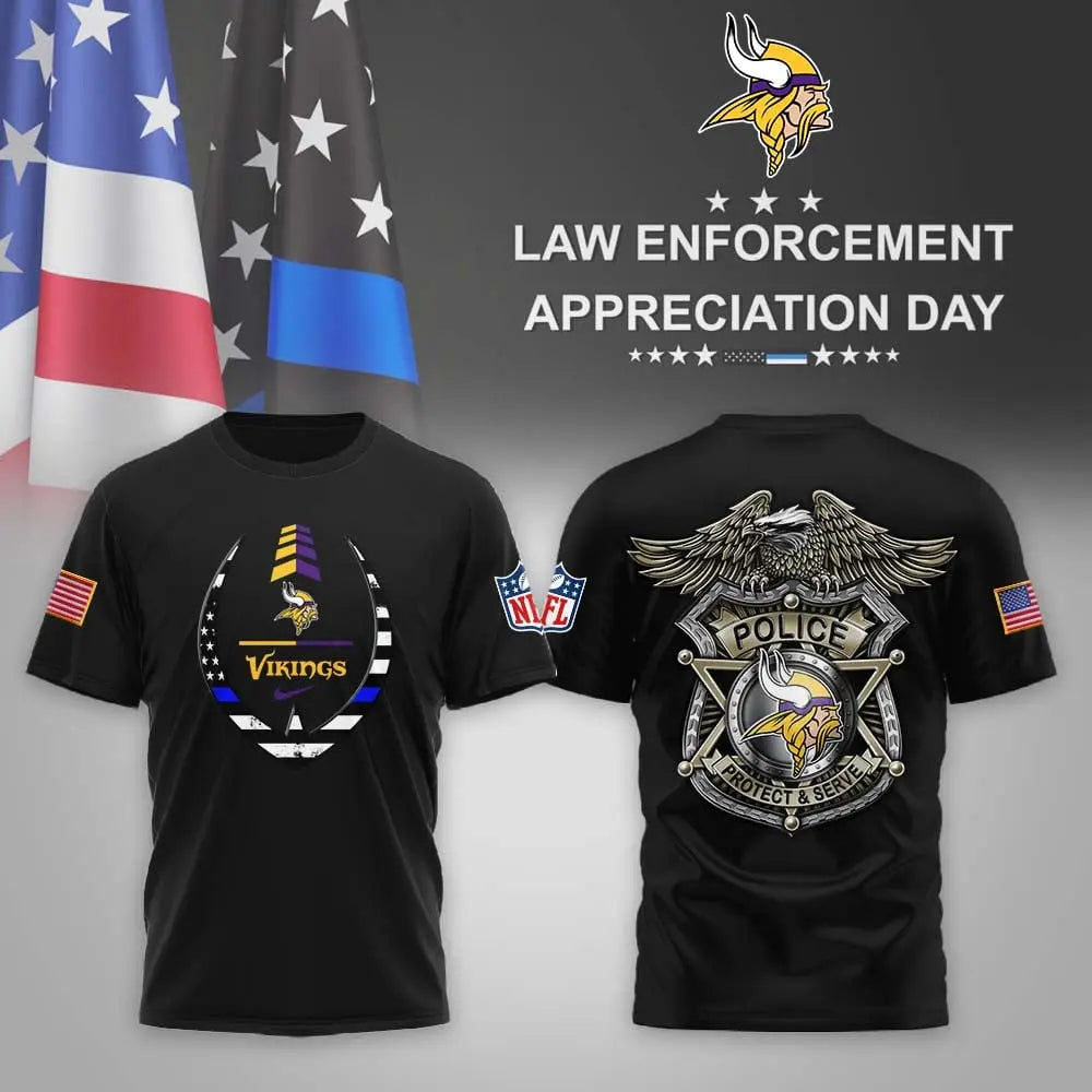 Minnesota Vikings | Premium NFL Law Enforcement Appreciation Day 3D Shirt MM – HuddleStyle.com - Main