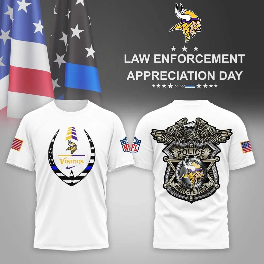 Minnesota Vikings | Premium NFL Law Enforcement Appreciation Day 3D Shirt MM – HuddleStyle.com - Image 2