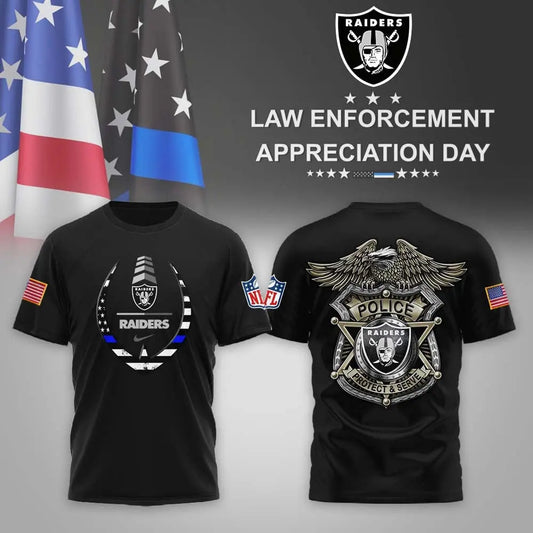 Las Vegas Raiders | Premium NFL Law Enforcement Appreciation Day 3D Shirt MM – HuddleStyle.com - Main