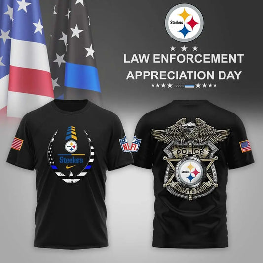 Pittsburgh Steelers | Premium NFL Law Enforcement Appreciation Day 3D Shirt MM – HuddleStyle.com - Main