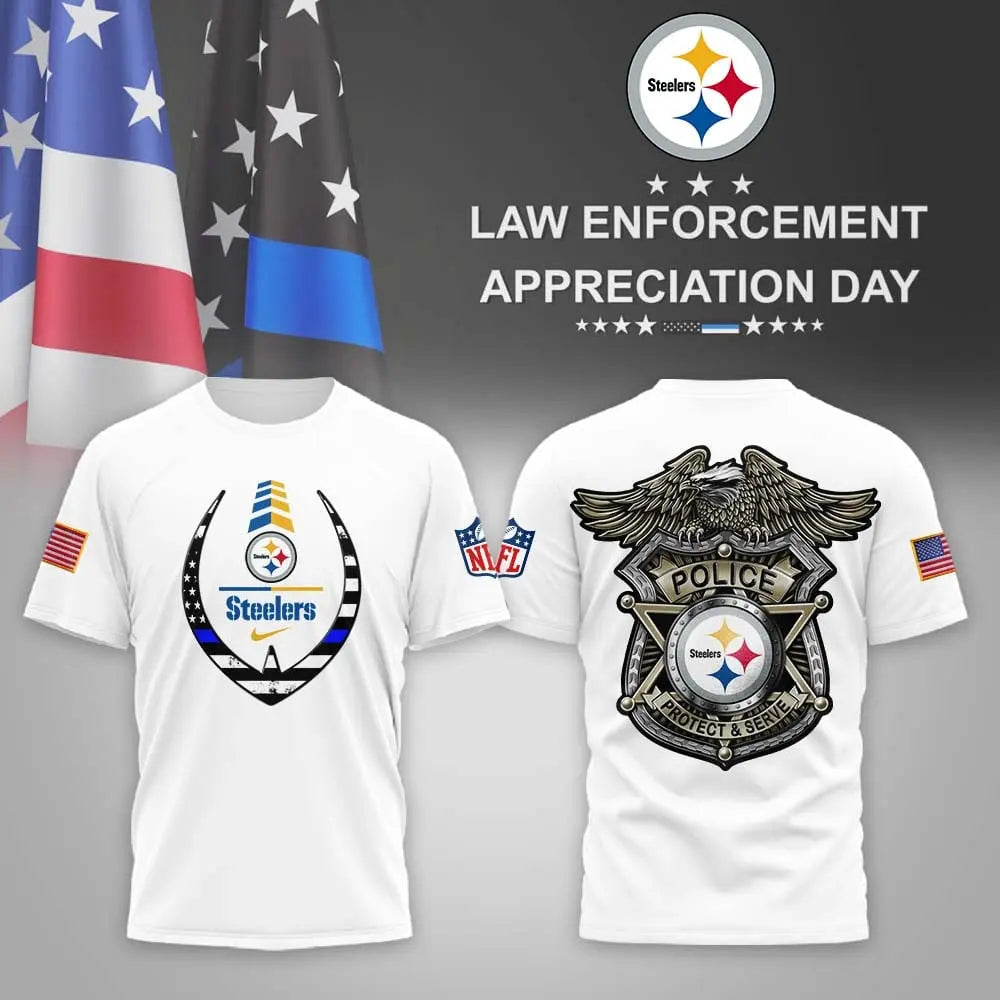 Pittsburgh Steelers | Premium NFL Law Enforcement Appreciation Day 3D Shirt MM – HuddleStyle.com - Image 2