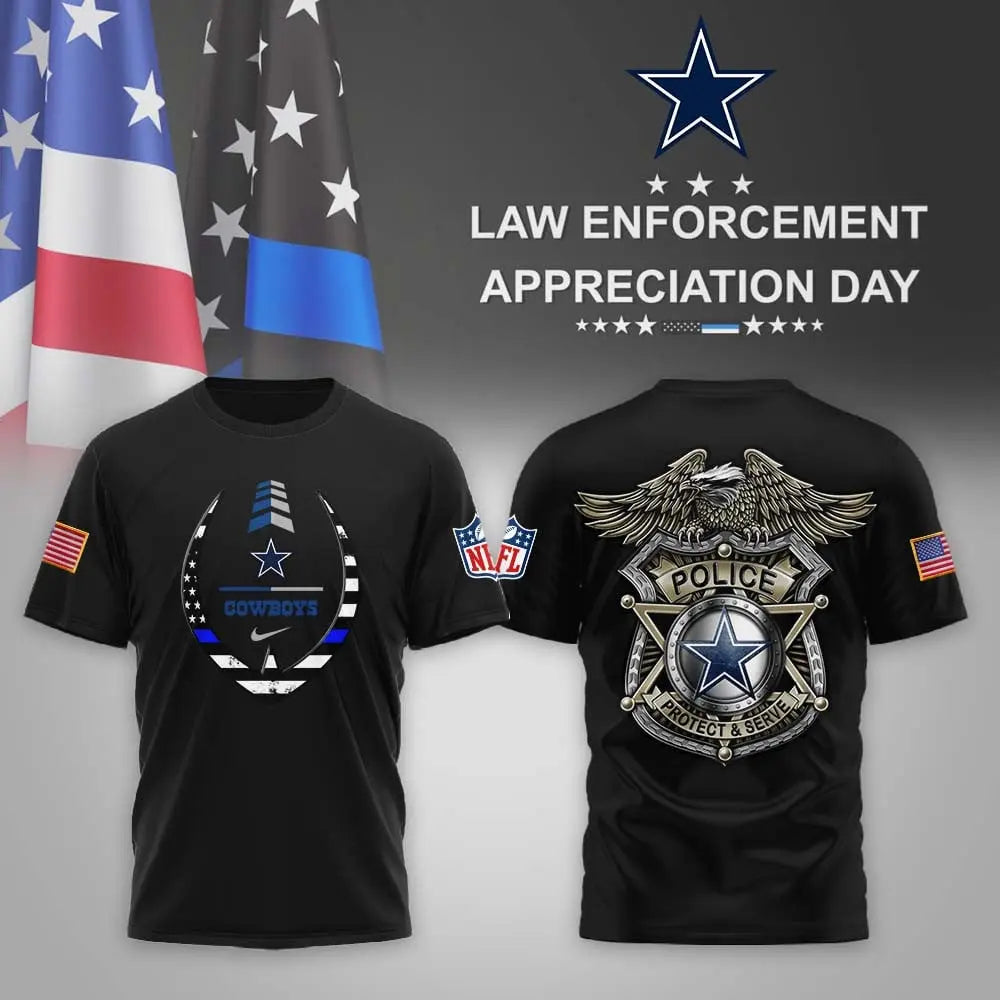 Dallas Cowboys | Premium NFL Law Enforcement Appreciation Day 3D Shirt MM – HuddleStyle.com - Main