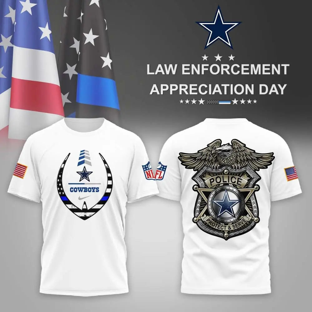 Dallas Cowboys | Premium NFL Law Enforcement Appreciation Day 3D Shirt MM – HuddleStyle.com - Image 2
