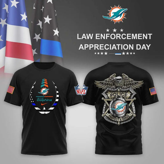 Miami Dolphins | Premium NFL Law Enforcement Appreciation Day 3D Shirt MM – HuddleStyle.com - Main
