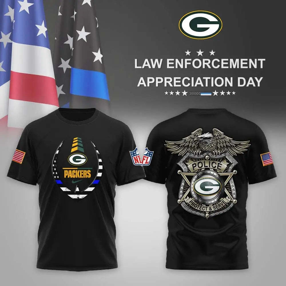 Green Bay Packers | Premium NFL Law Enforcement Appreciation Day 3D Shirt MM – HuddleStyle.com - Main