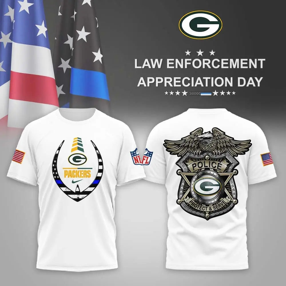 Green Bay Packers | Premium NFL Law Enforcement Appreciation Day 3D Shirt MM – HuddleStyle.com - Image 2