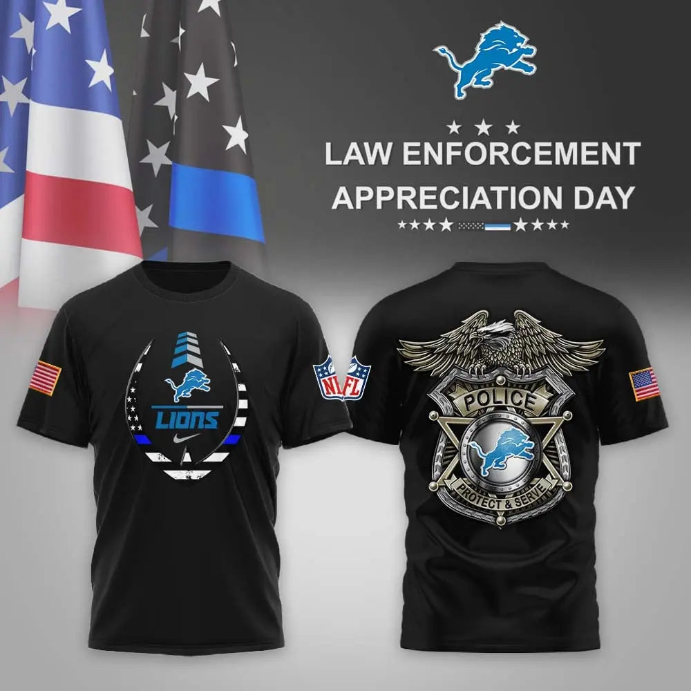 Detroit Lions | Premium NFL Law Enforcement Appreciation Day 3D Shirt MM – HuddleStyle.com - Main