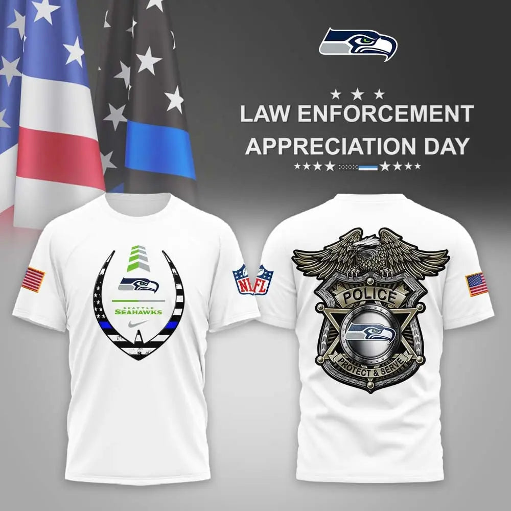Seattle Seahawks | Premium NFL Law Enforcement Appreciation Day 3D Shirt MM – HuddleStyle.com - Image 2