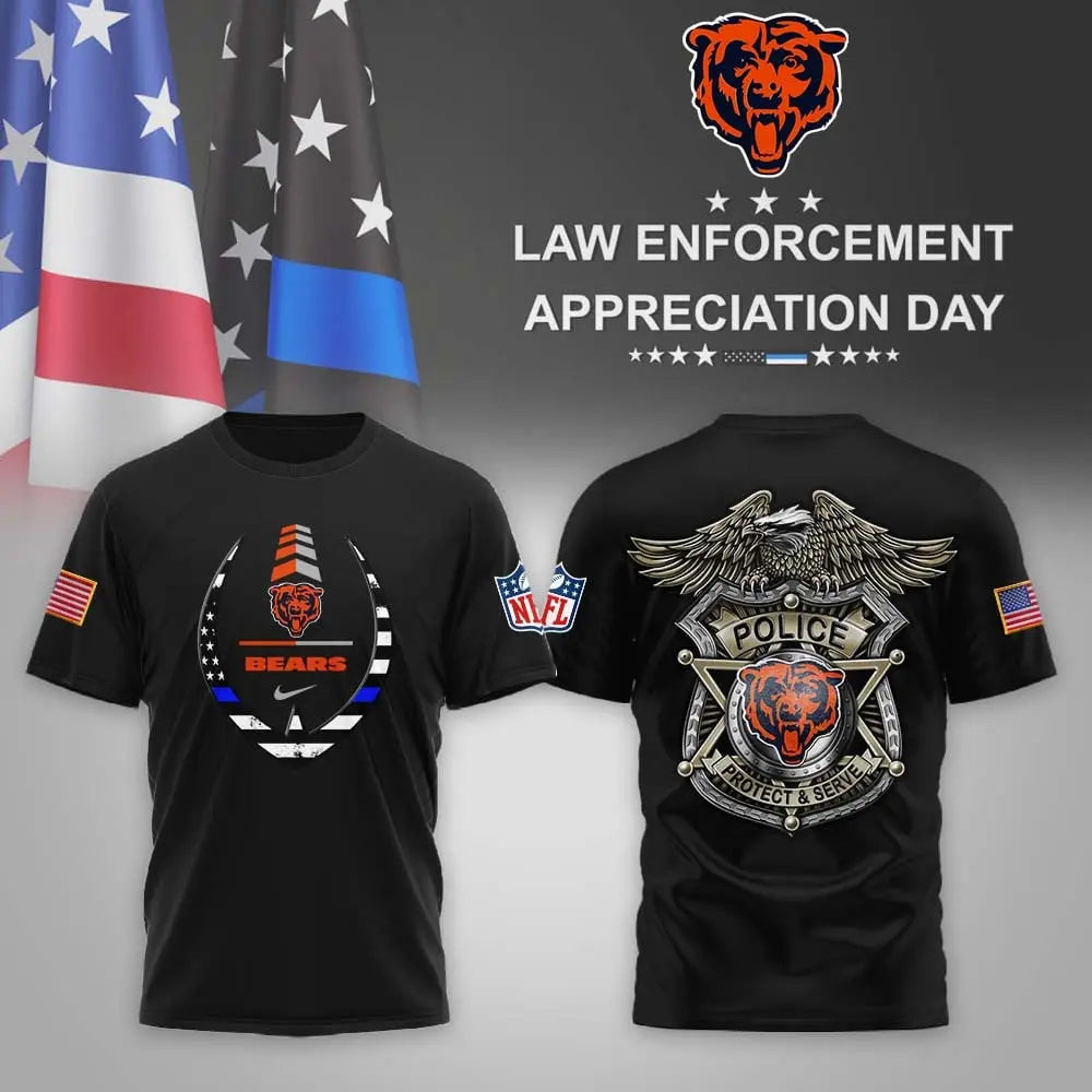 Chicago Bears | Premium NFL Law Enforcement Appreciation Day 3D Shirt MM – HuddleStyle.com - Main