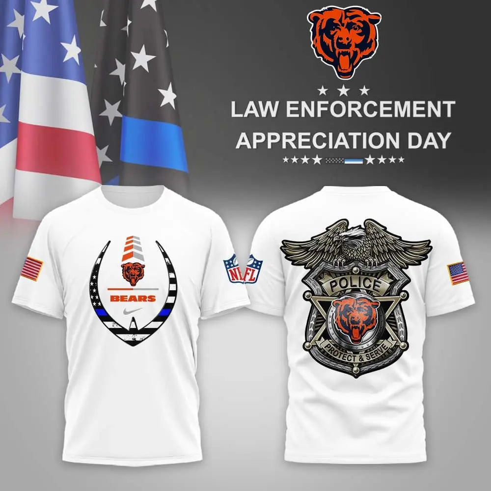 Chicago Bears | Premium NFL Law Enforcement Appreciation Day 3D Shirt MM – HuddleStyle.com - Image 2