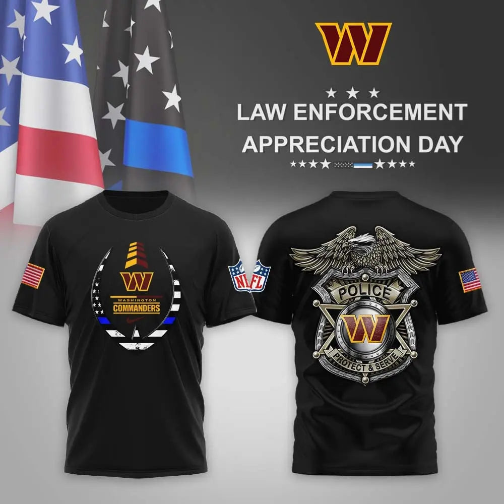 Washington Commanders | Premium NFL Law Enforcement Appreciation Day 3D Shirt MM – HuddleStyle.com - Main