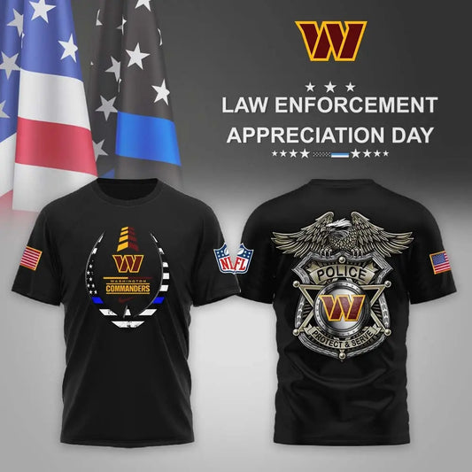 Washington Commanders | Premium NFL Law Enforcement Appreciation Day 3D Shirt MM – HuddleStyle.com - Main