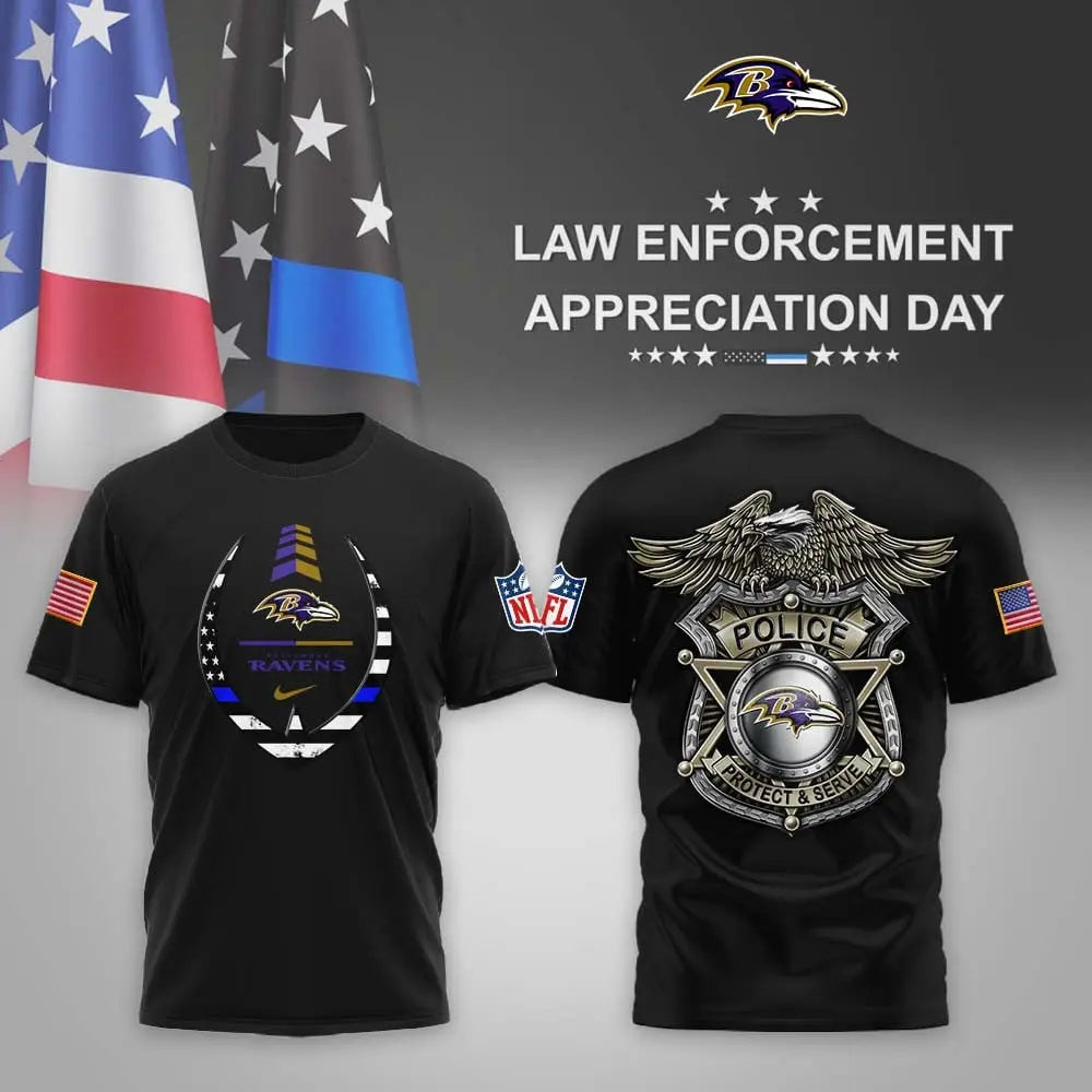 Baltimore Ravens | Premium NFL Law Enforcement Appreciation Day 3D Shirt MM – HuddleStyle.com - Main