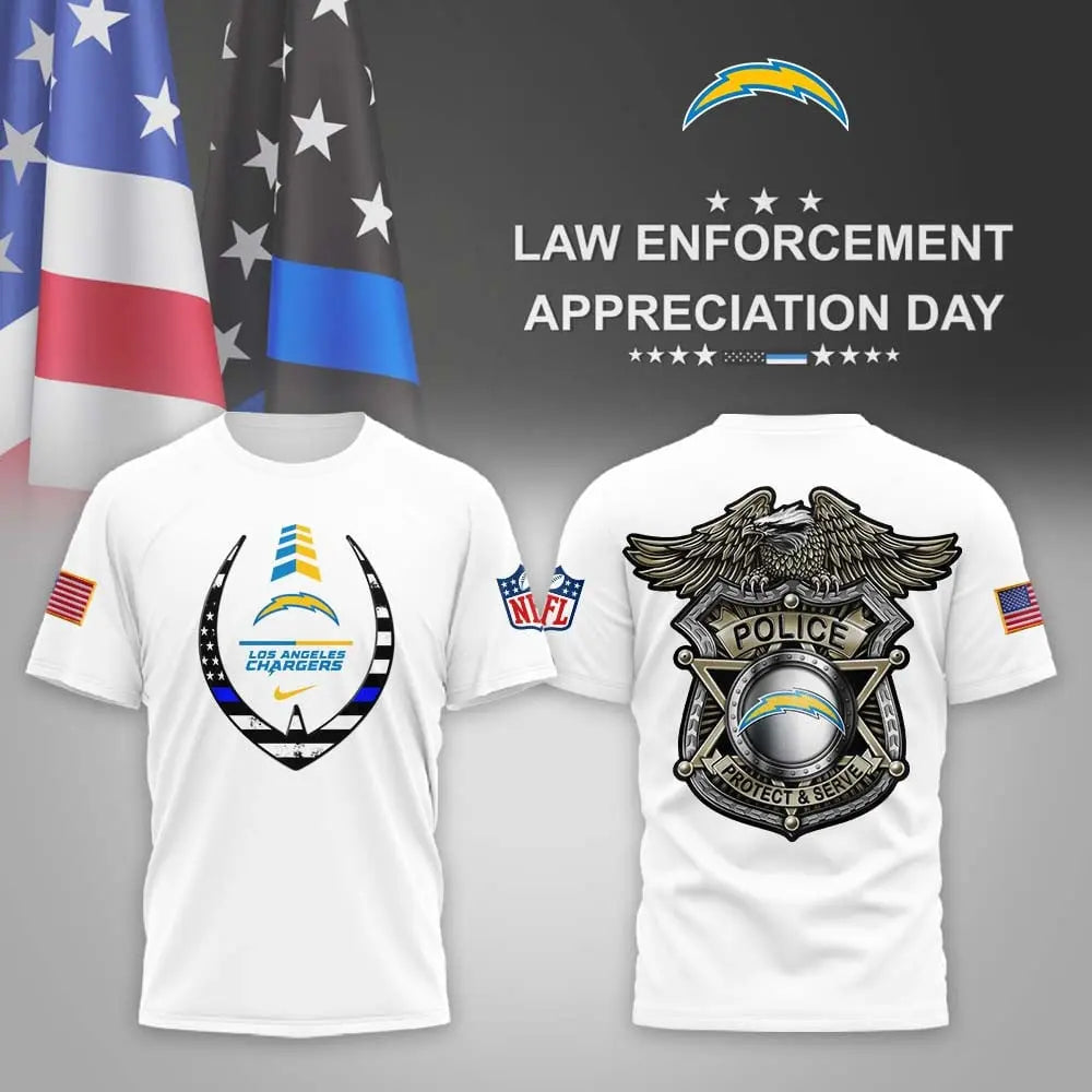 Los Angeles Chargers | Premium NFL Law Enforcement Appreciation Day 3D Shirt MM – HuddleStyle.com - Image 2