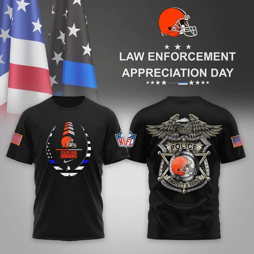 Cleveland Browns | Premium NFL Law Enforcement Appreciation Day 3D Shirt MM – HuddleStyle.com - Main