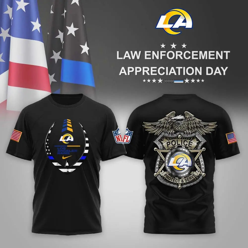 Los Angeles Rams | Premium NFL Law Enforcement Appreciation Day 3D Shirt MM – HuddleStyle.com - Main
