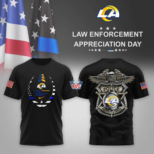Los Angeles Rams | Premium NFL Law Enforcement Appreciation Day 3D Shirt MM – HuddleStyle.com - Main
