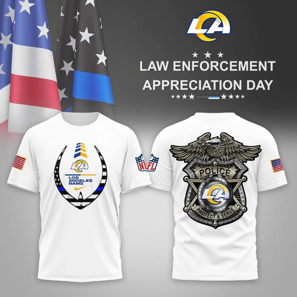 Los Angeles Rams | Premium NFL Law Enforcement Appreciation Day 3D Shirt MM – HuddleStyle.com - Image 2