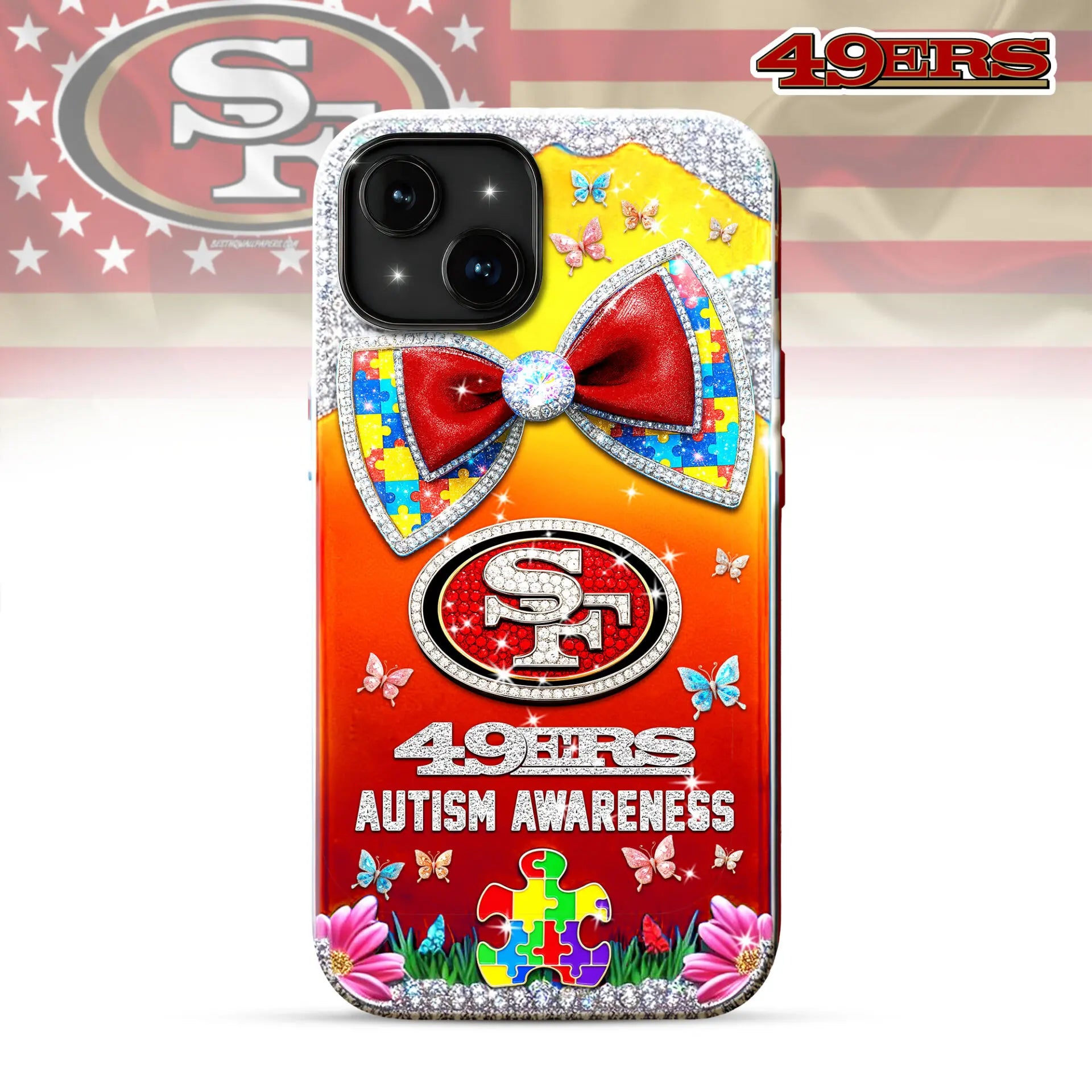 San Francisco 49ers | Premium NFL Autism Awareness Phonecase TD – HuddleStyle.com - Image 2