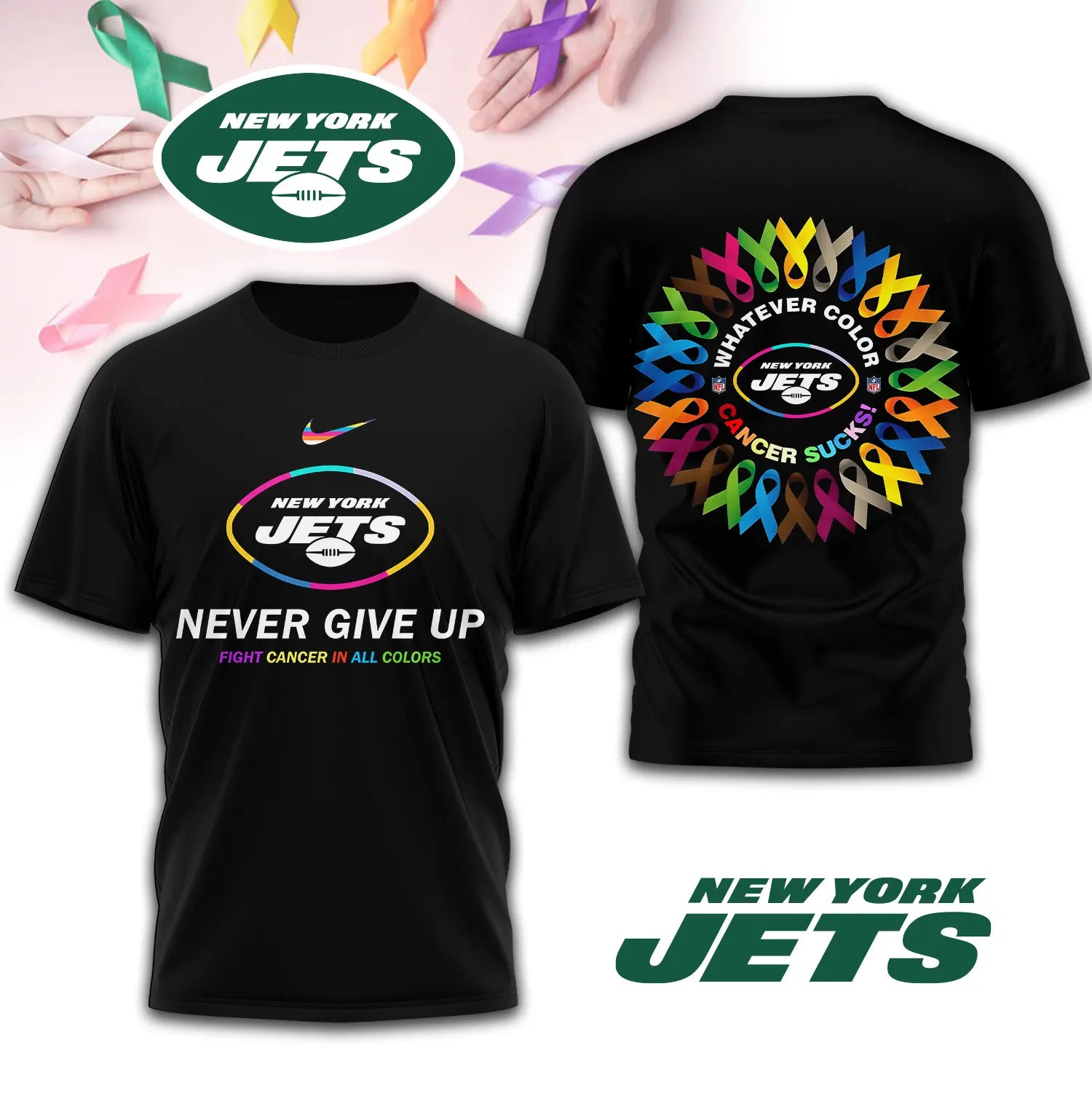 New York Jets | Premium Fight Cancer In All Colors 3D Shirt TD – HuddleStyle.com - Image 4