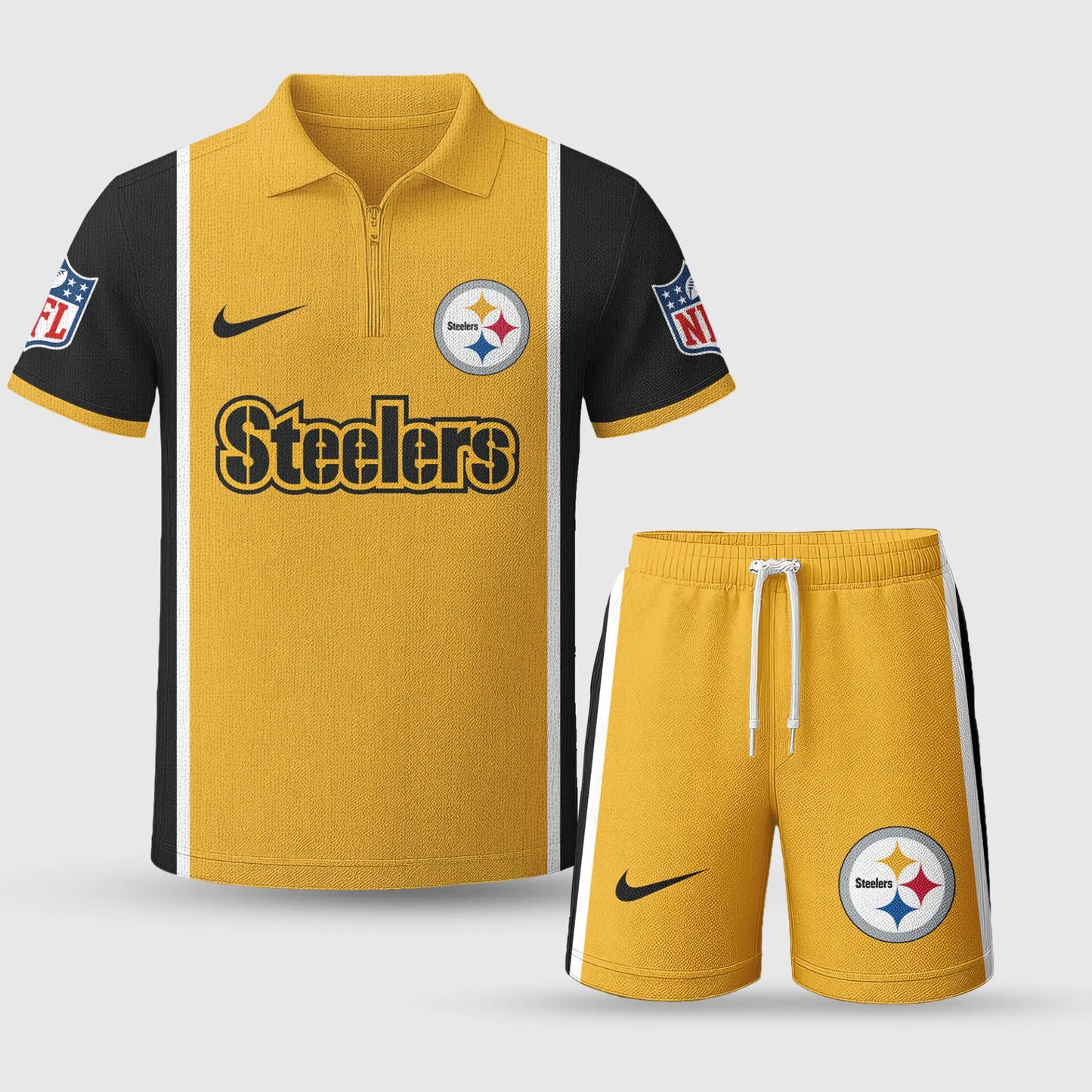 Pittsburgh Steelers | Premium NFL Combo Polo And Shorts TD – HuddleStyle.com - Image 2