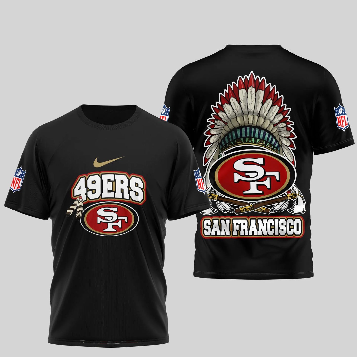 San Francisco 49ers | Premium Native American Leather 3D Shirt TD – HuddleStyle.com - Main