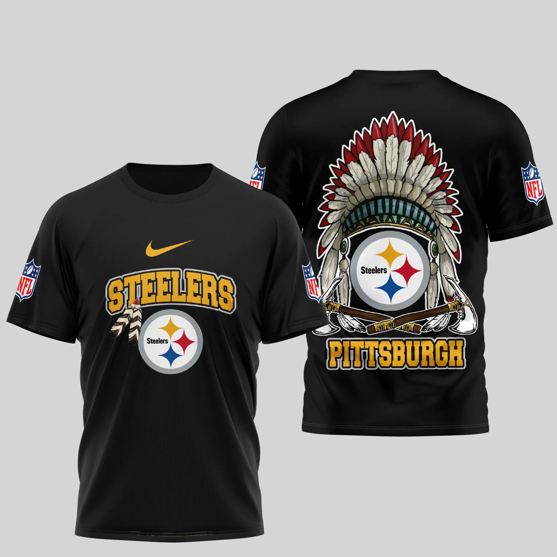 Pittsburgh Steelers | Premium Native American Leather 3D Shirt TD – HuddleStyle.com - Main